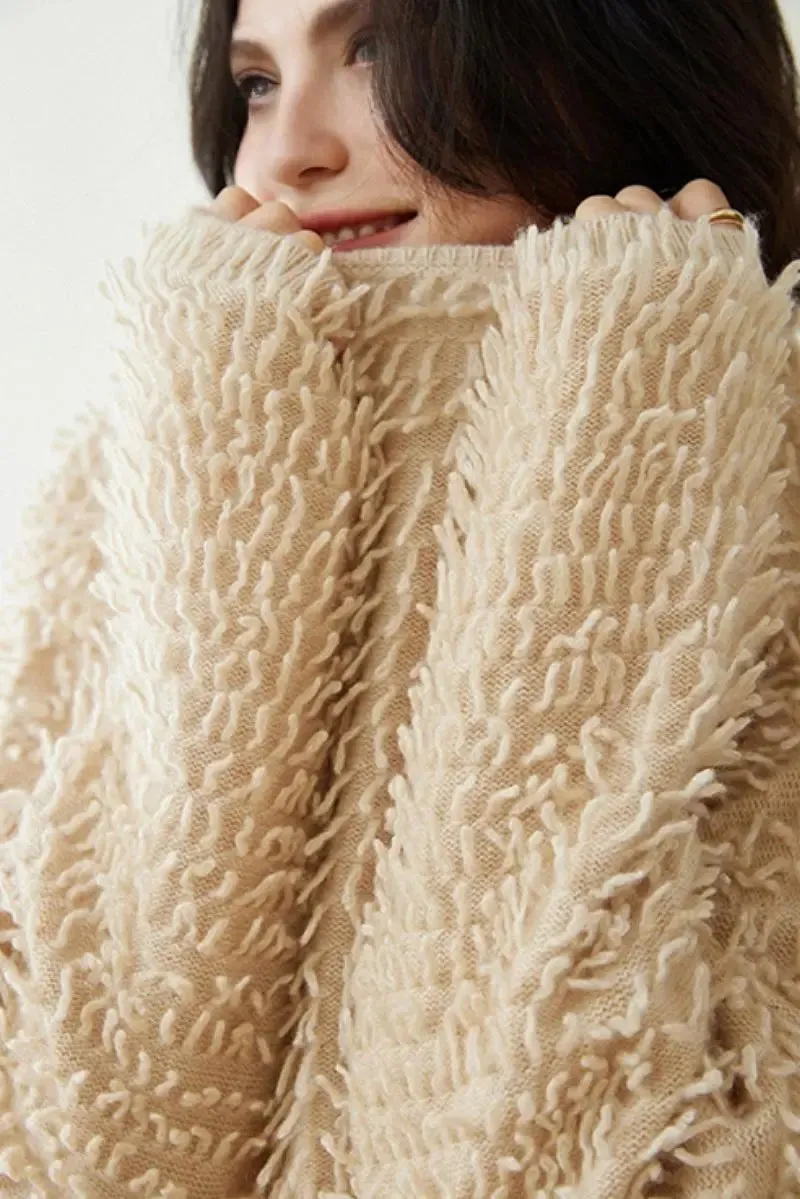 100 Cashmere Chunky Loop-Knit Crewneck Sweater