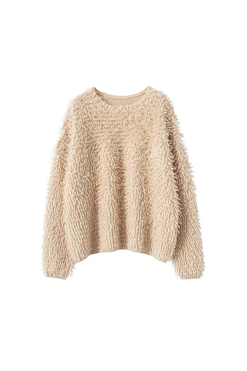 100 Cashmere Chunky Loop-Knit Crewneck Sweater