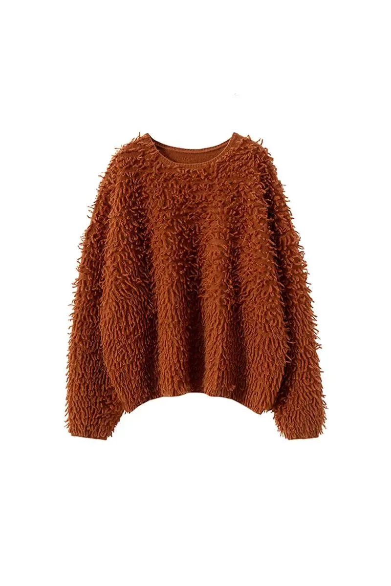 100 Cashmere Chunky Loop-Knit Crewneck Sweater