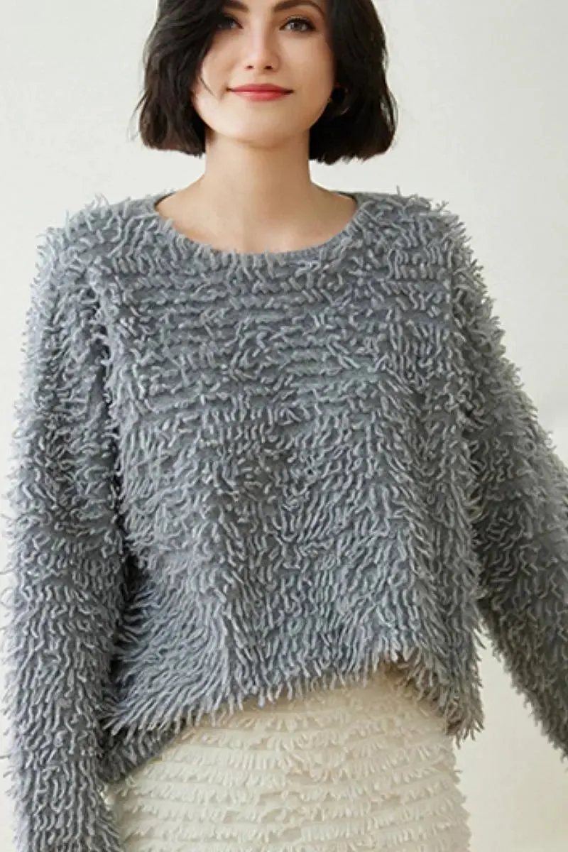 100 Cashmere Chunky Loop-Knit Crewneck Sweater