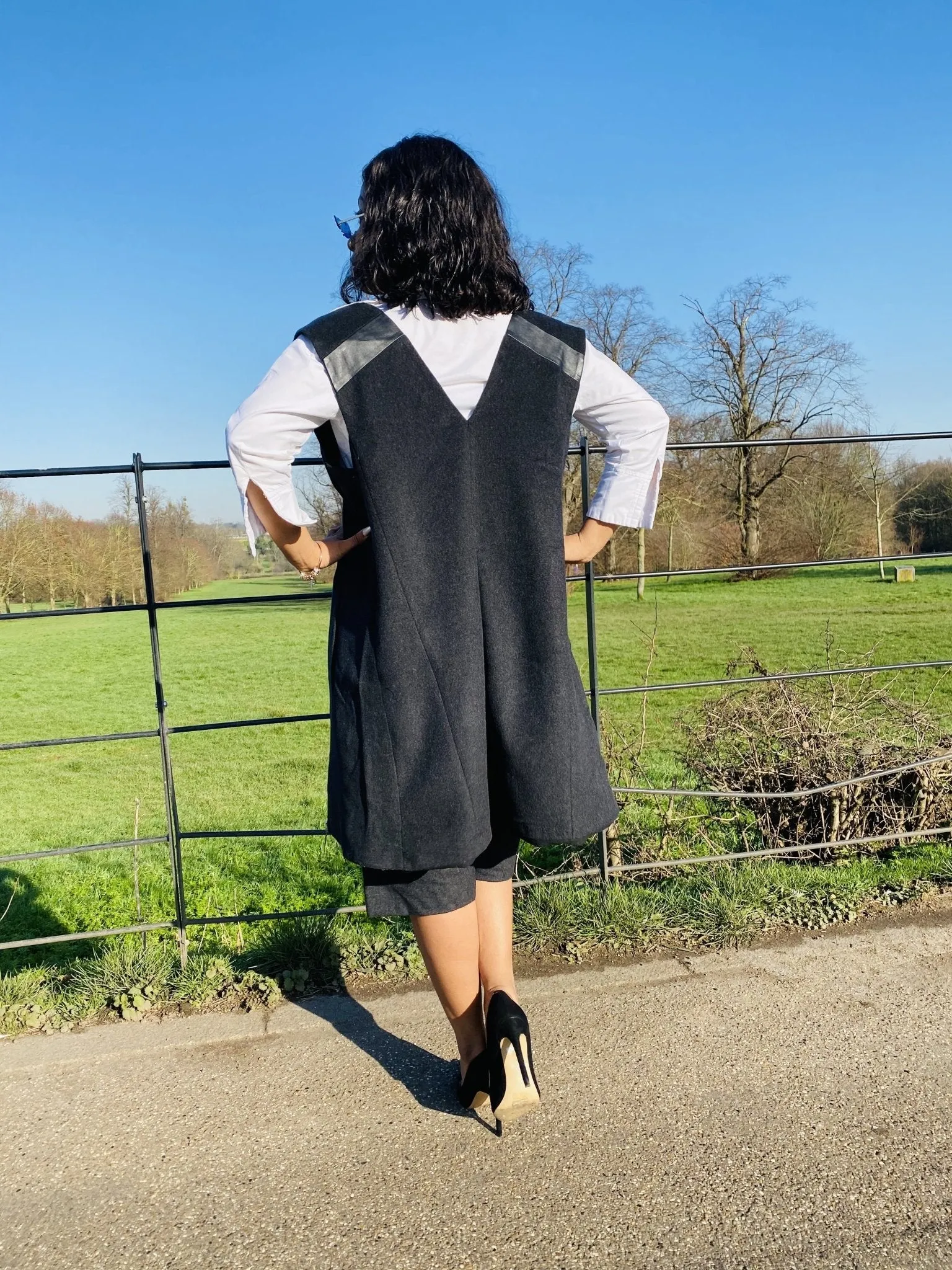Achromatic Wool Zip Vest   Shorts Co-ord