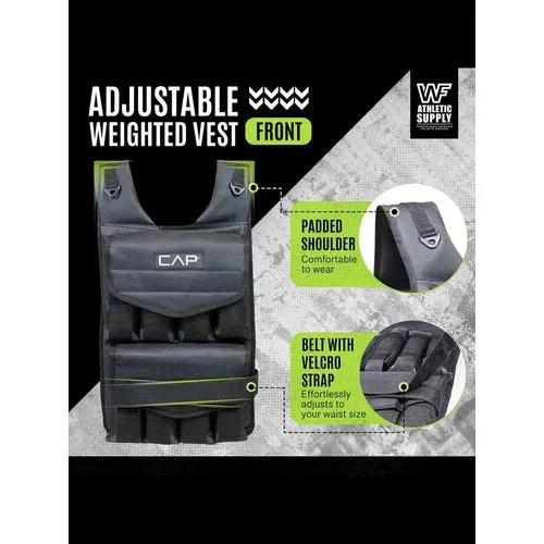 CAP Adjustable Weighted Vest for Strength Training w/ Removable Weights