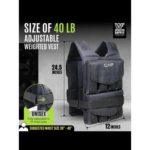 CAP Adjustable Weighted Vest for Strength Training w/ Removable Weights
