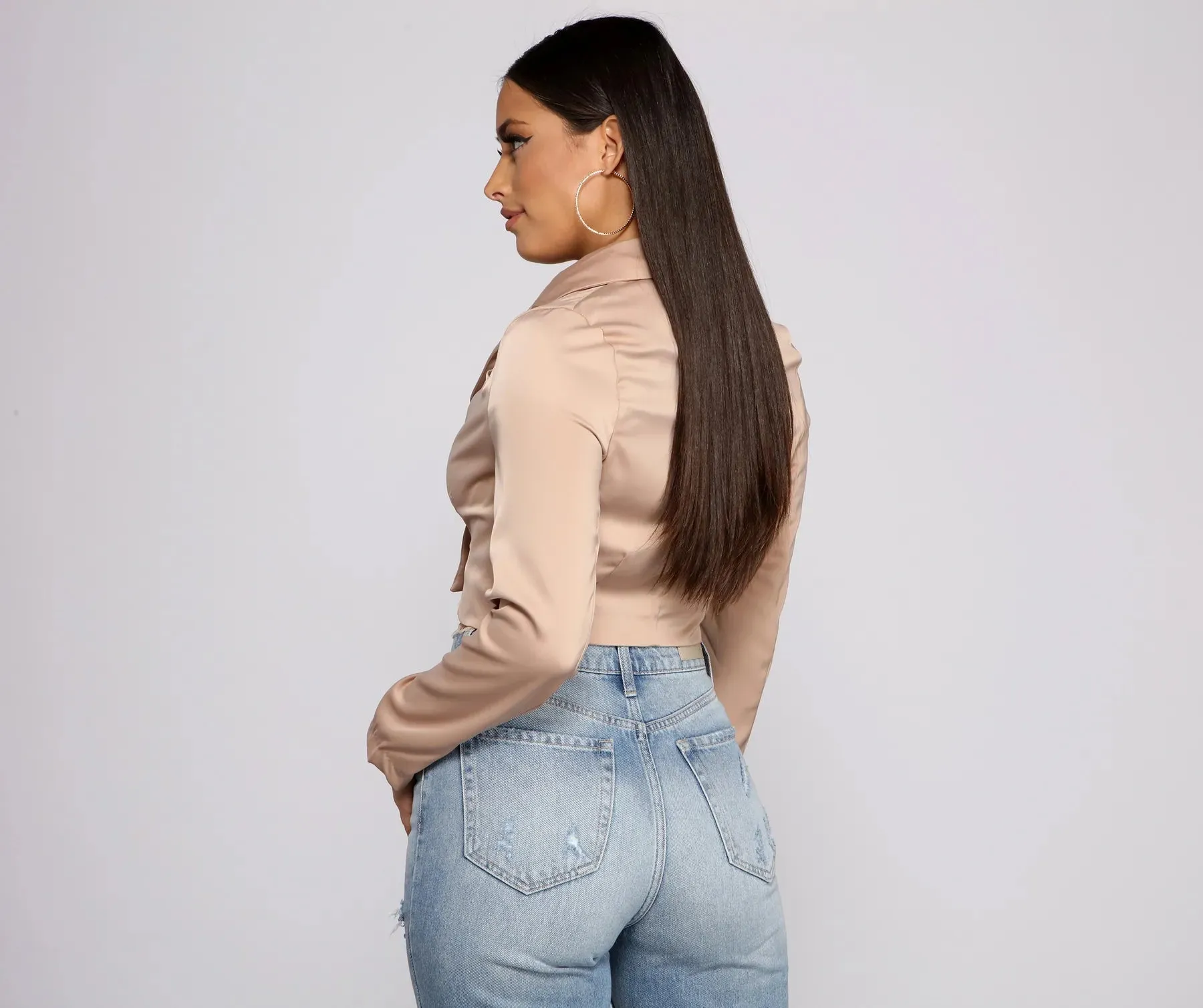 Casually Chic Satin Cropped Blazer