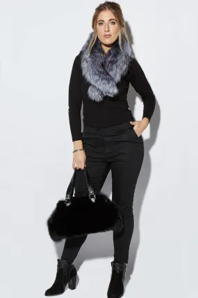 Elle Essential Silver Fur Collar Grey