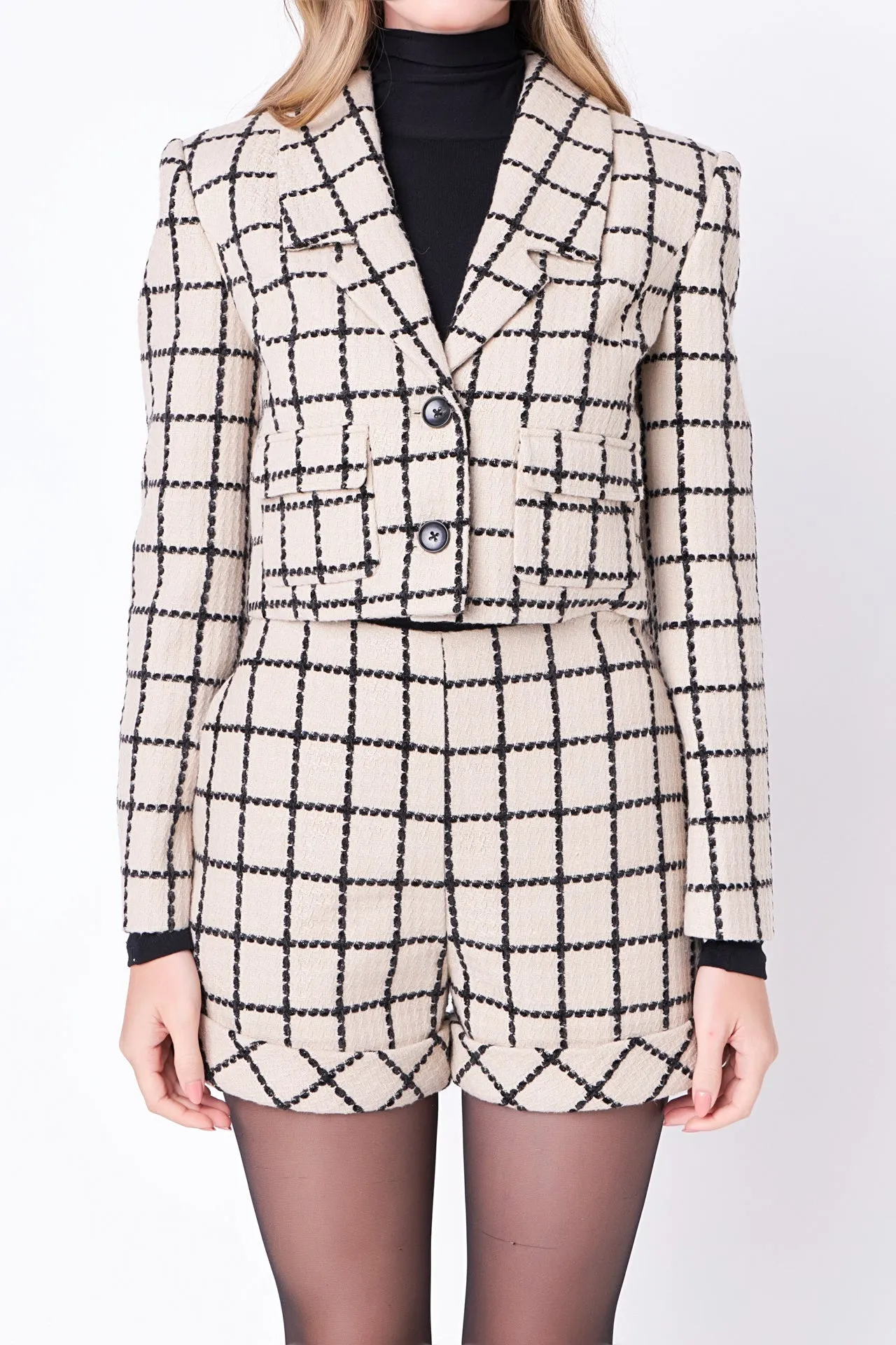 English Factory - Plaid Cropped Blazer