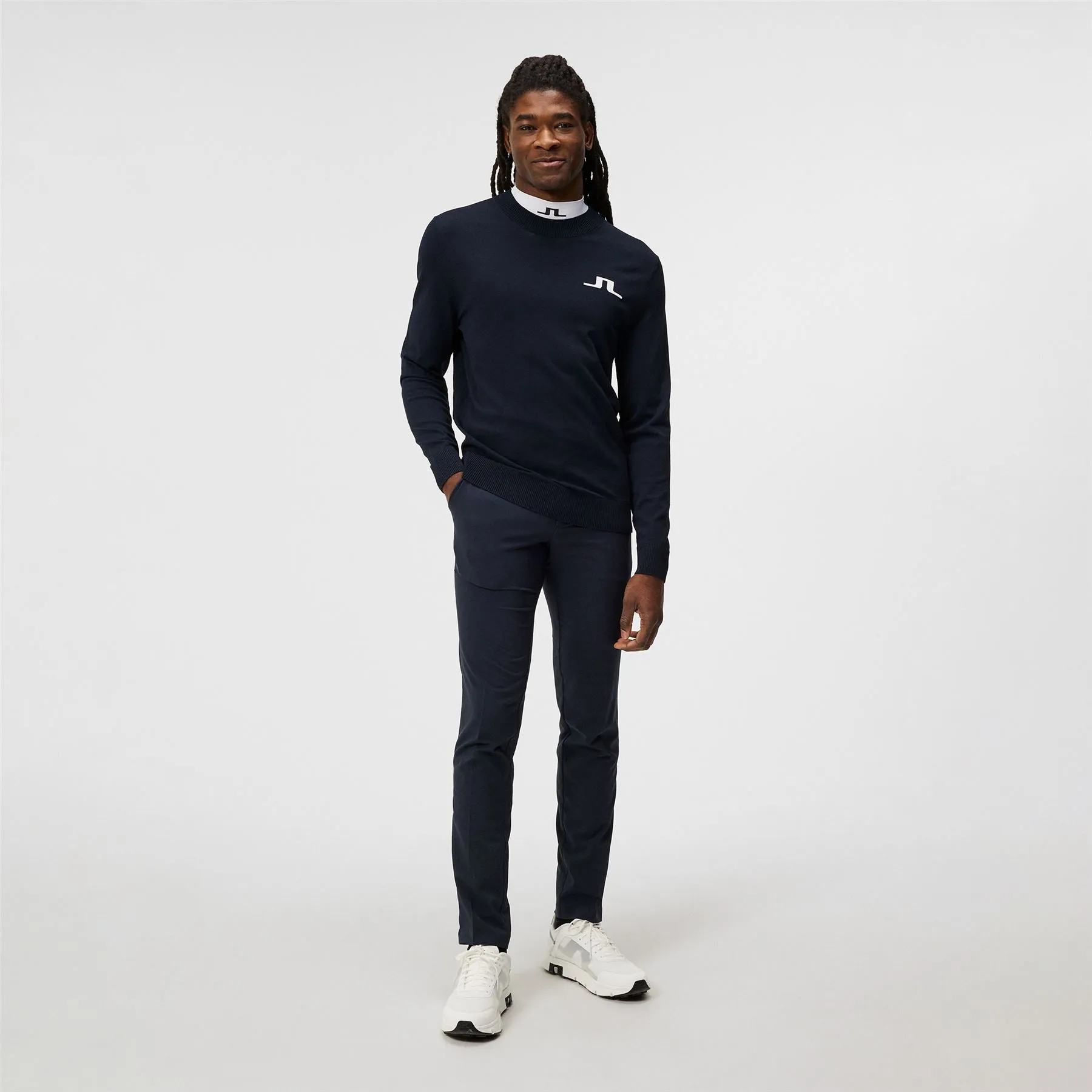 Gus Crew Neck Nylon Knitted Sweater JL Navy - SS24