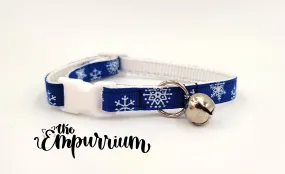 Holiday Cat Collar - Snowflakes - Dark Blue