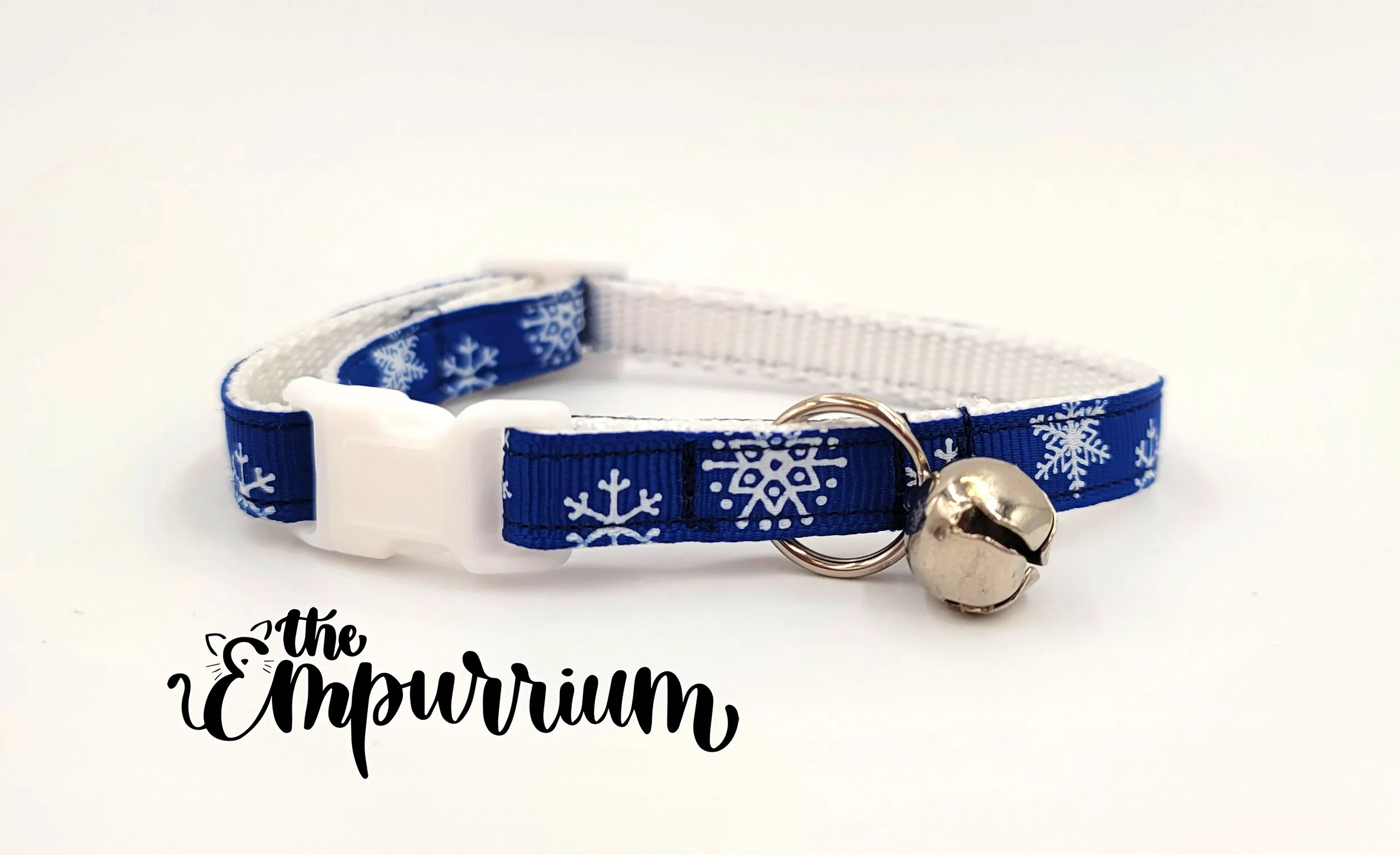 Holiday Cat Collar - Snowflakes - Dark Blue