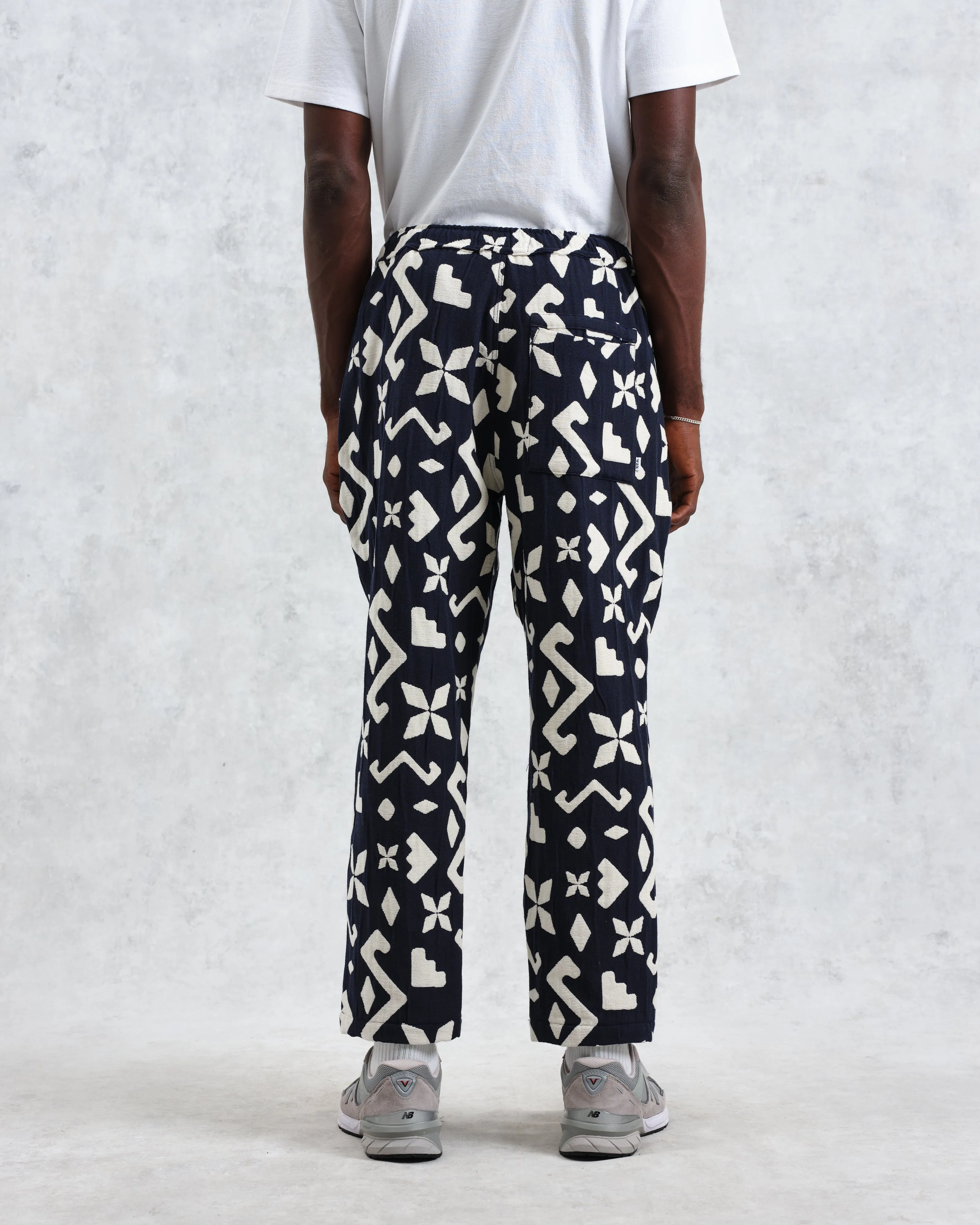 Kurt - Navy Geometric Jacquard Trousers