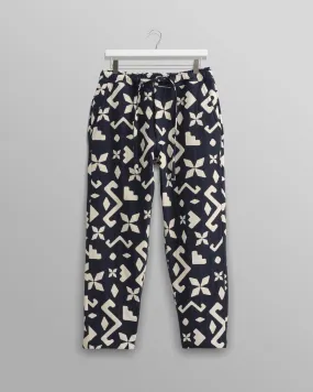 Kurt - Navy Geometric Jacquard Trousers