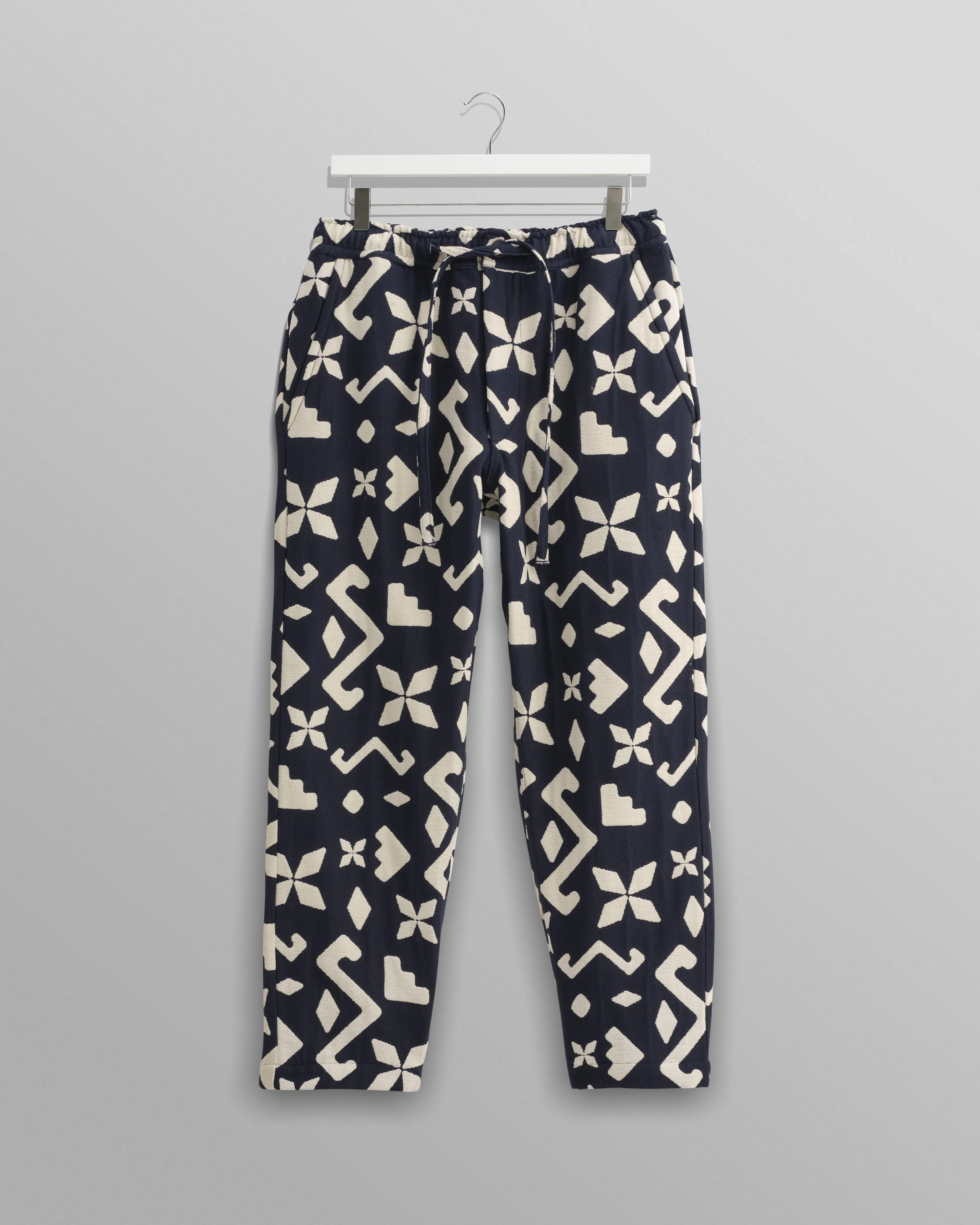 Kurt - Navy Geometric Jacquard Trousers