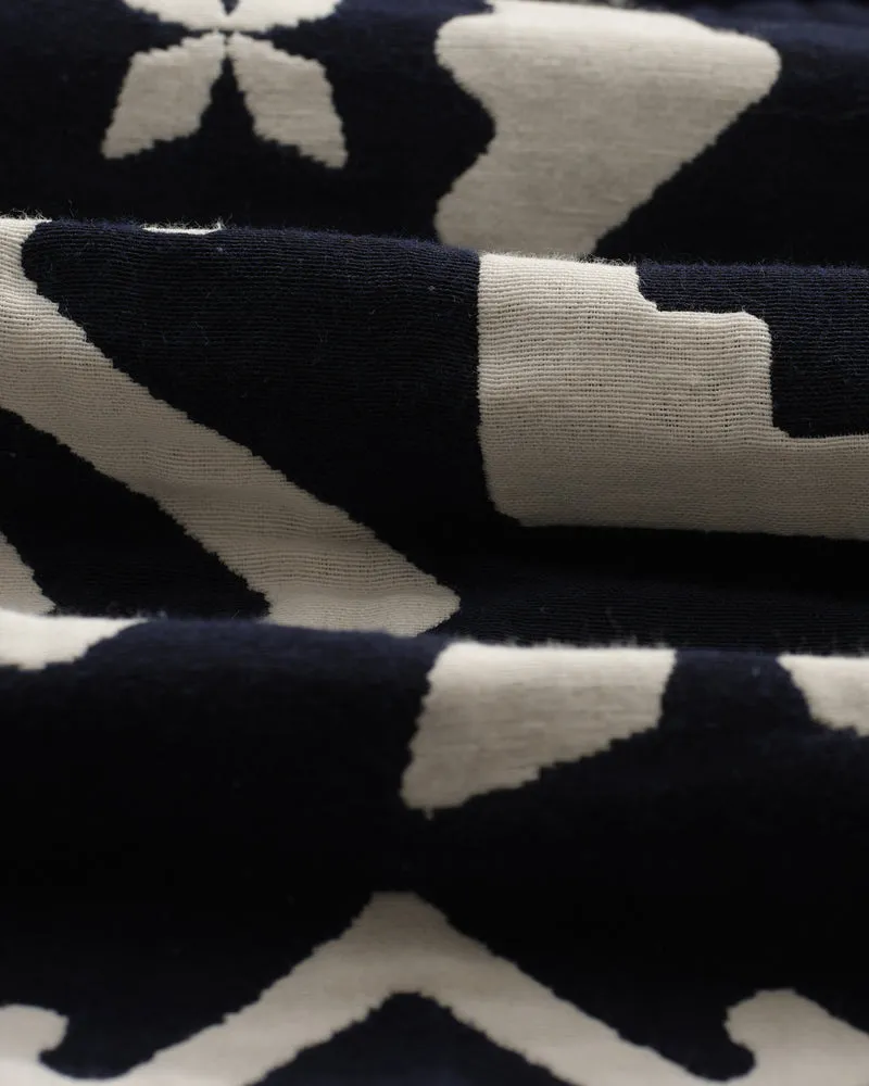 Kurt - Navy Geometric Jacquard Trousers