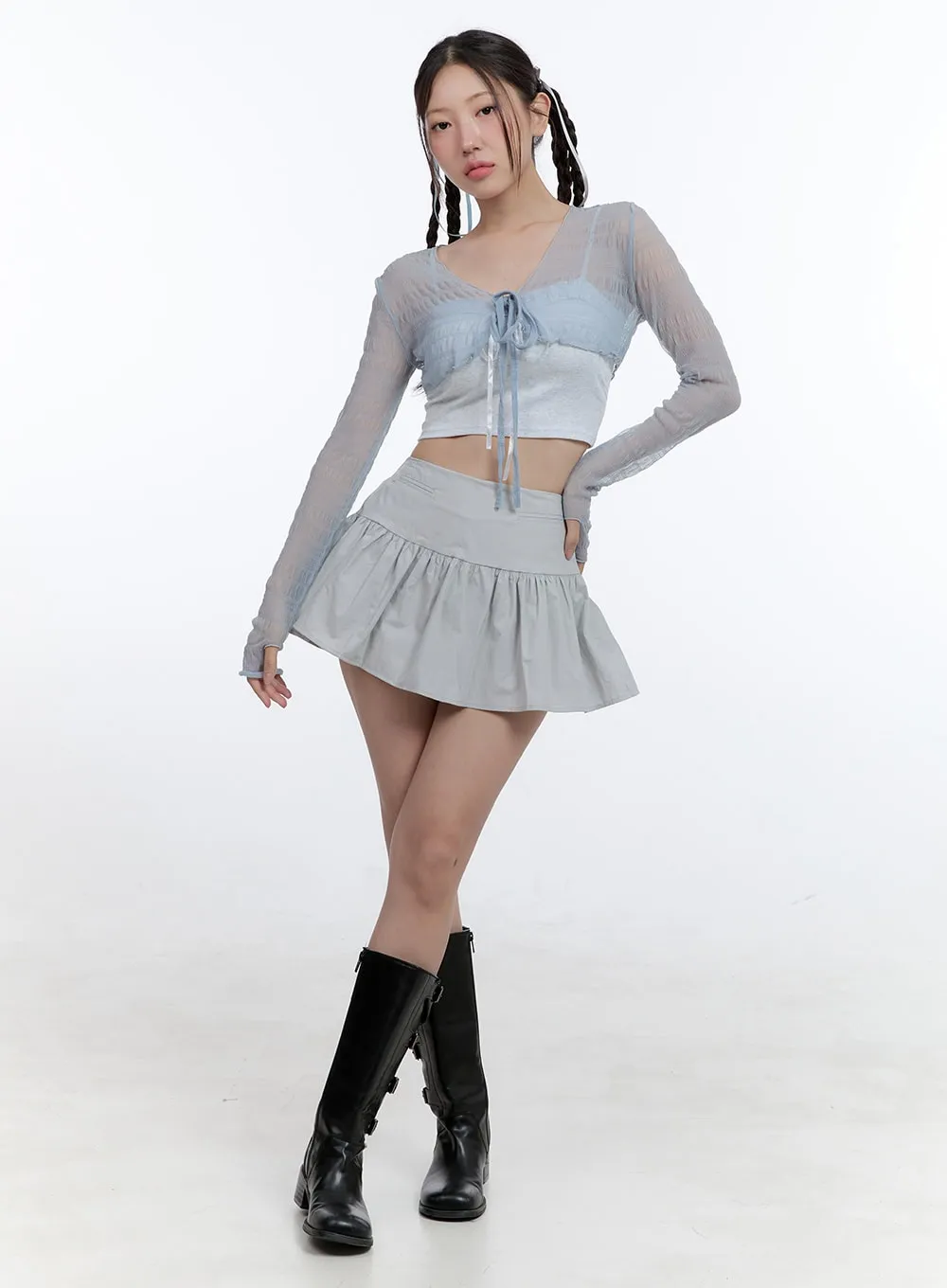 Mesh Ribbon Chic Cropped Bolero CG414