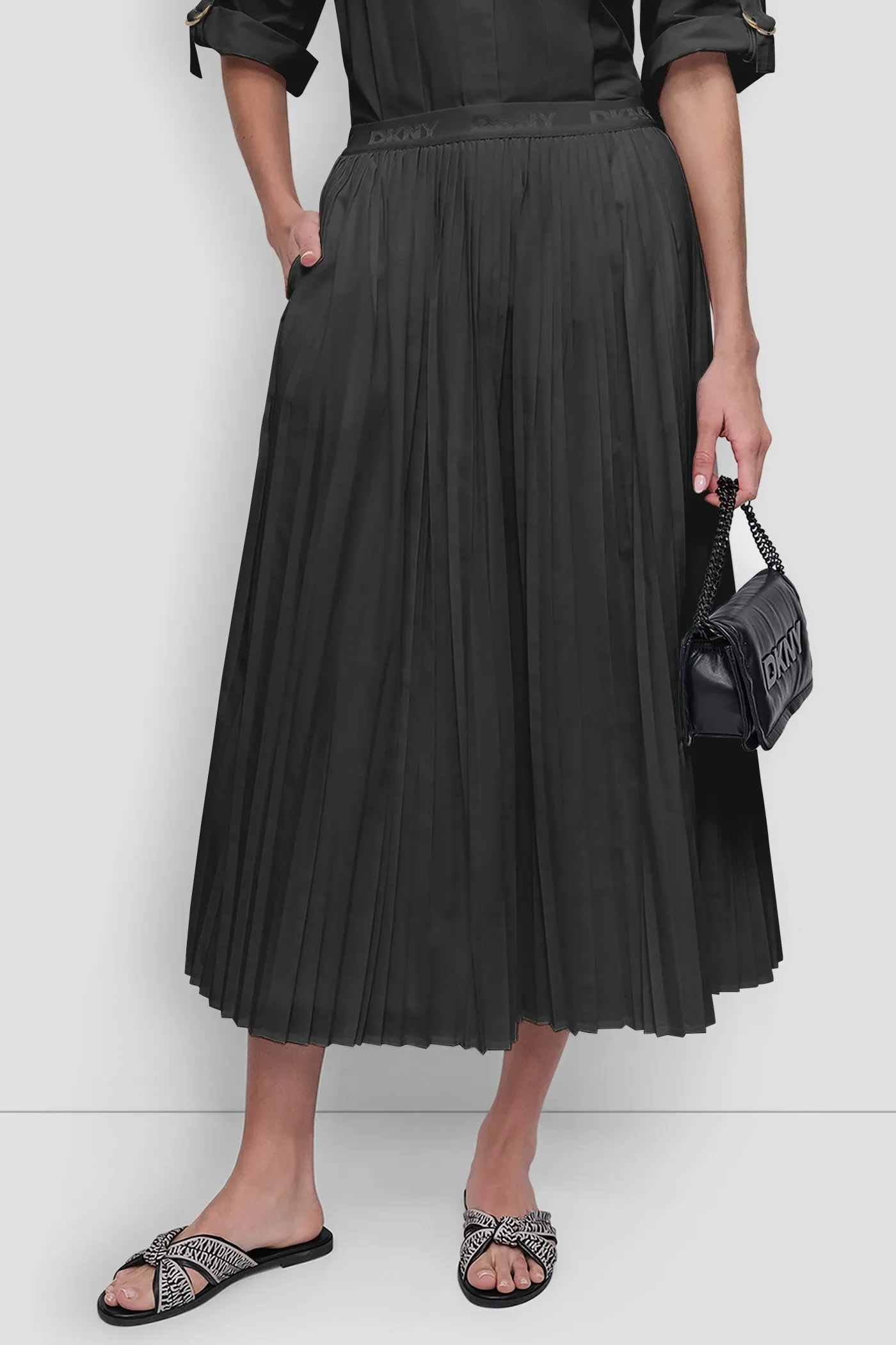 MIDI PLEATED SKIRT W LOGO