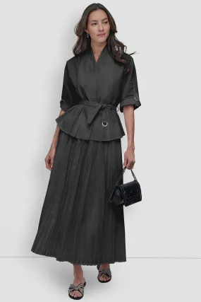 MIDI PLEATED SKIRT W LOGO