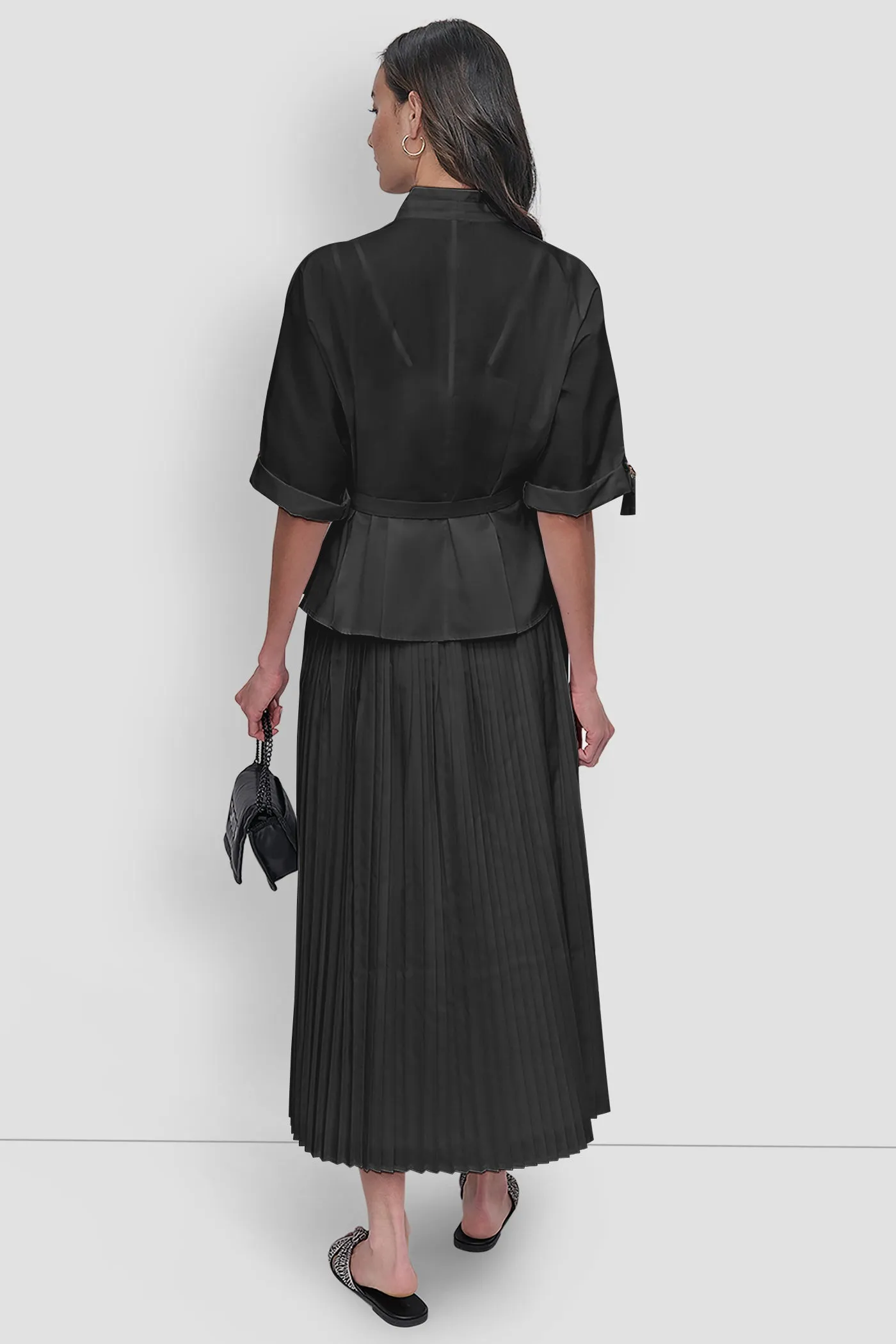 MIDI PLEATED SKIRT W LOGO