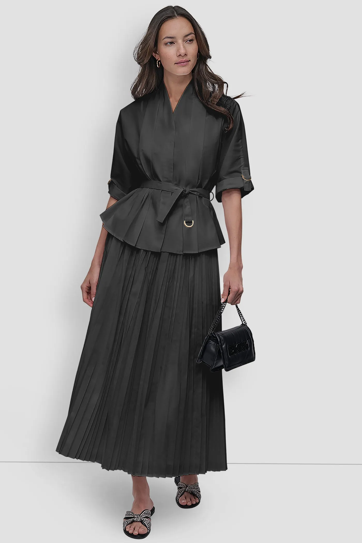 MIDI PLEATED SKIRT W LOGO