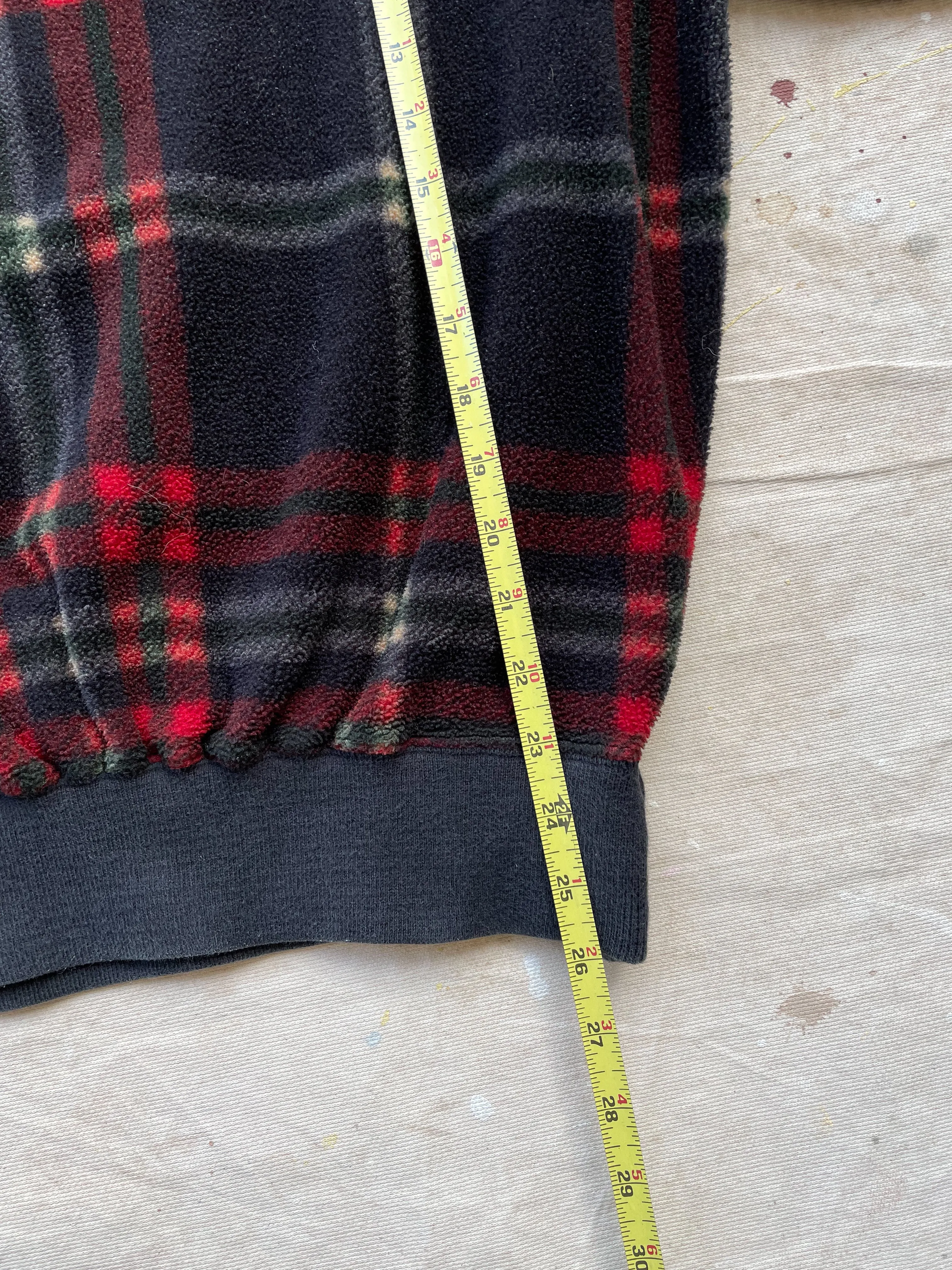 POLO RALPH LAUREN TARTAN FLEECE PULLOVER—RED/BLK [M]