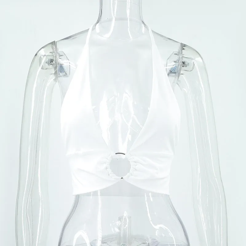 TEEK - Backless Deep V Cropped Halter