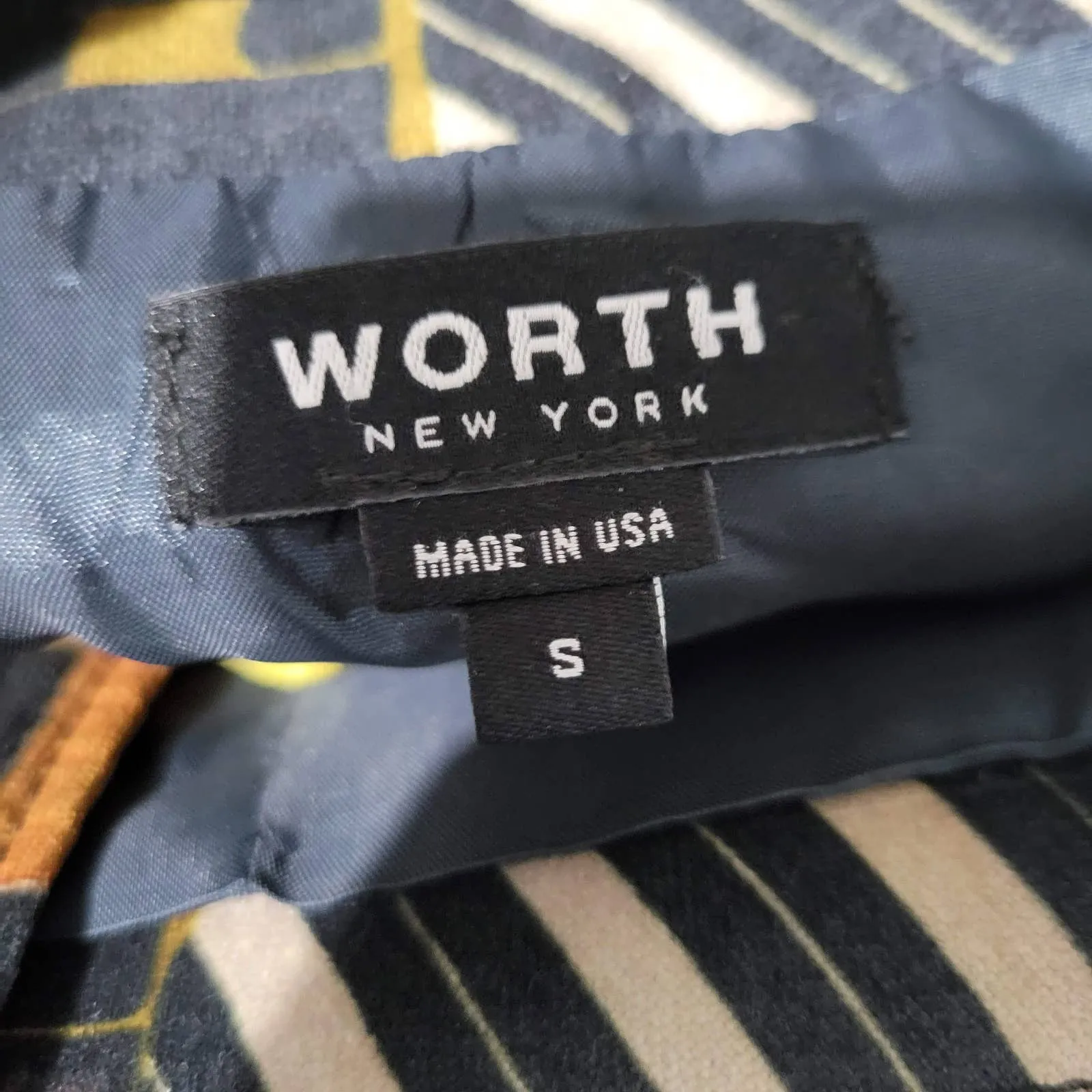 Worth Open Front Jacket Geo Stripe Pattern Collarless Boxy Crop Faux Suede Size Small